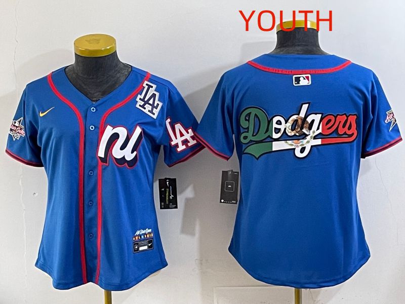Youth 2025 Los Angeles Dodgers Blank Blue All star Nike MLB Jersey style 04->youth mlb jersey->Youth Jersey